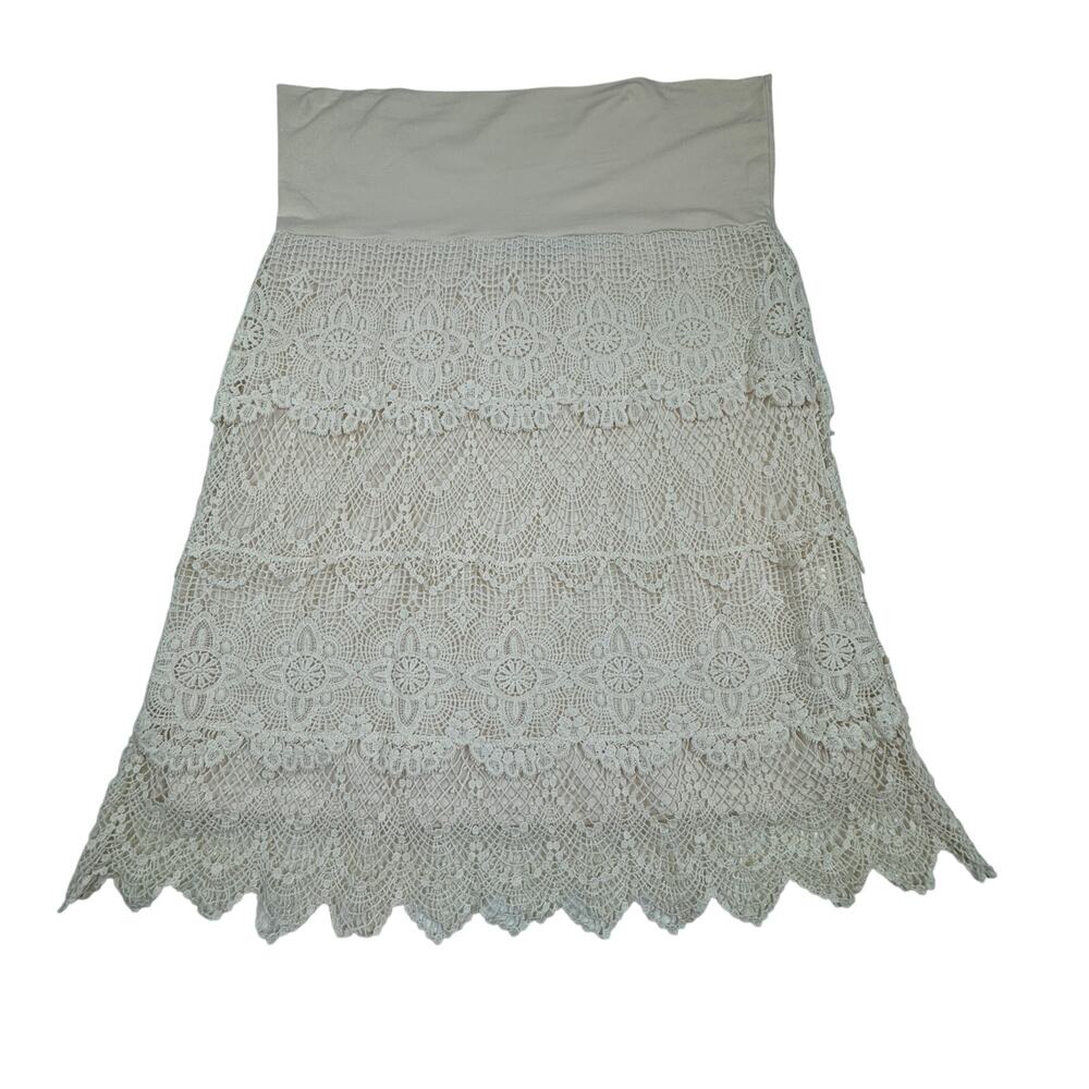 Solitaire Boho Hippie Festival Cottagecore Crochet Lace Skirt Women's Size L
